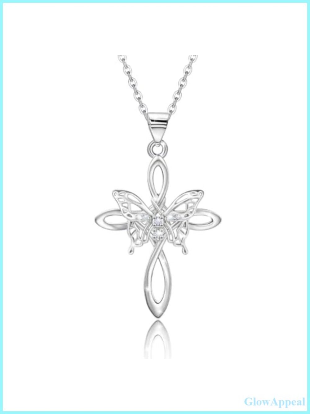 Sterling Silver Celtic Cross Necklace Cubic Zirconia 20 Inch
